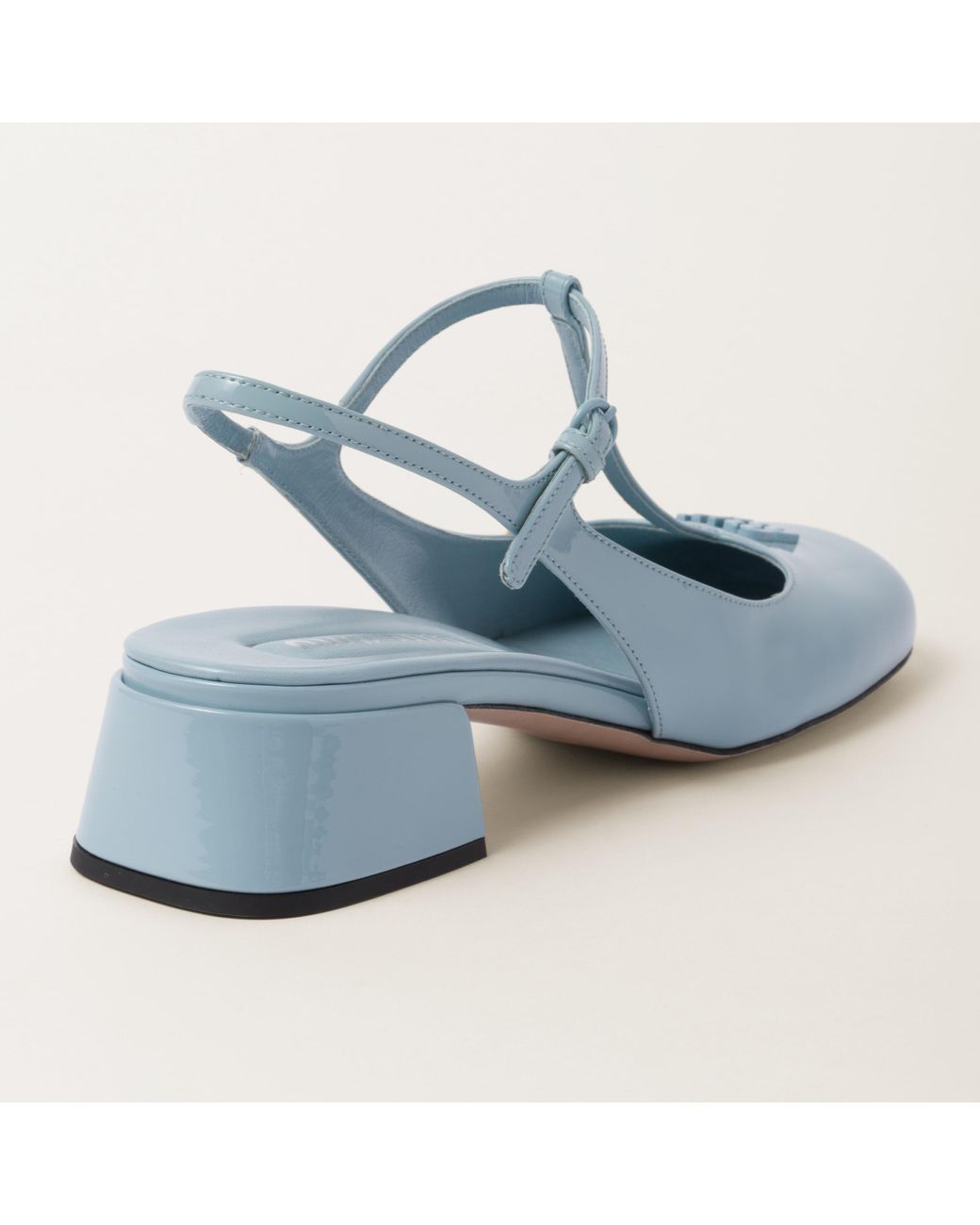 靴 Miu Miu Pastel Blue Bow Slingback Heels Miu Miu Patent Leather Slingback Pumps in Blue | Lyst