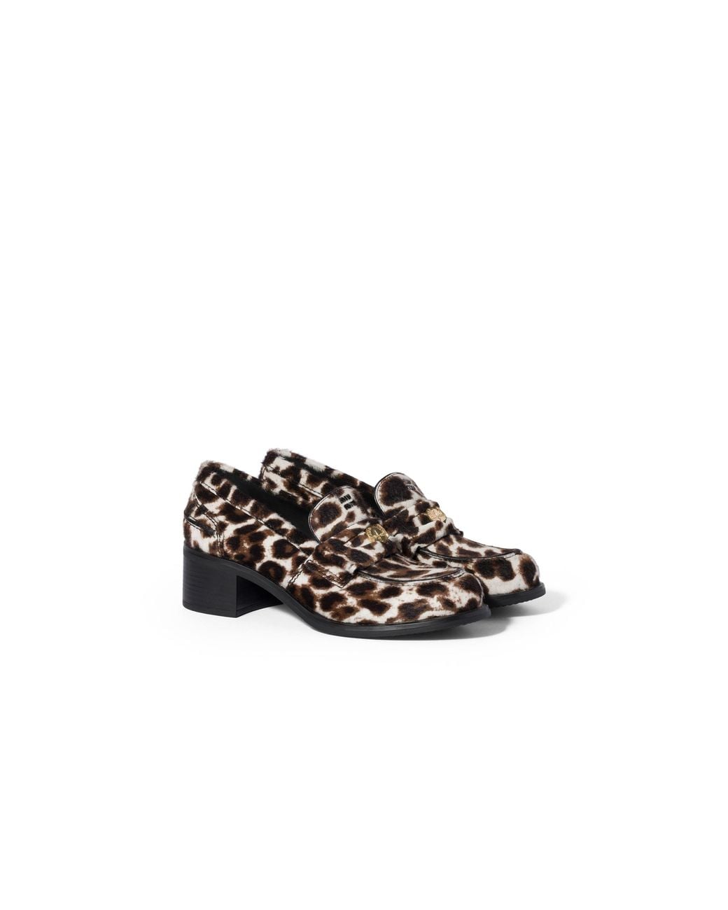 Miu Miu Black Printed Leather Loafers