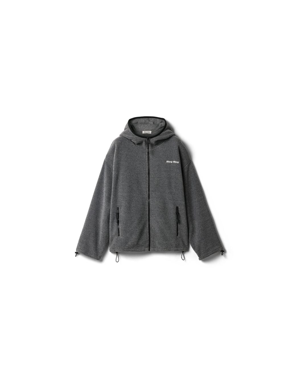 Miu Miu Gray Fleece Zippered Hoodie Jacket