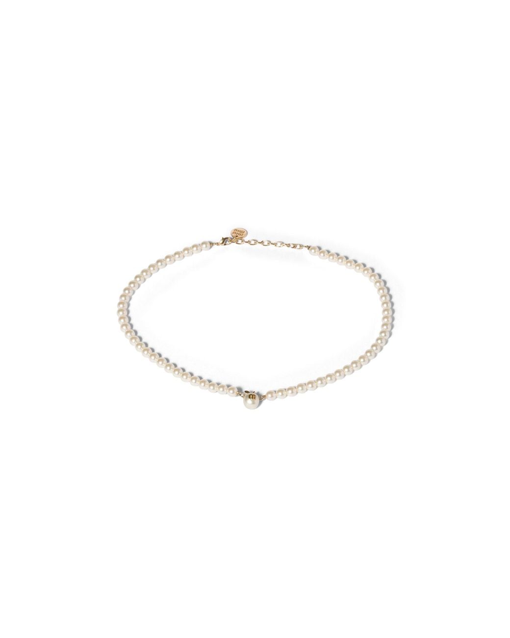 Miu Miu Metallic Metal And Pearl Necklace