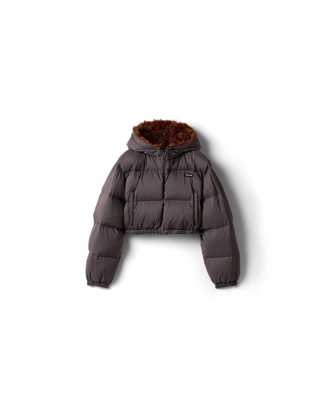 Miu Miu Brown Technical Pongé And Mohair Down Jacket