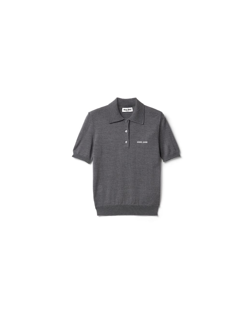 Miu Miu Gray Wool Knit Polo Shirt