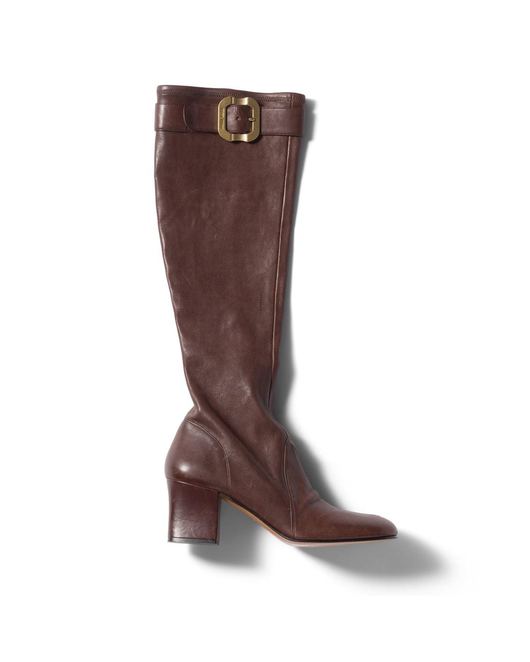 Miu Miu Brown Nappa Leather Boots With Buckle