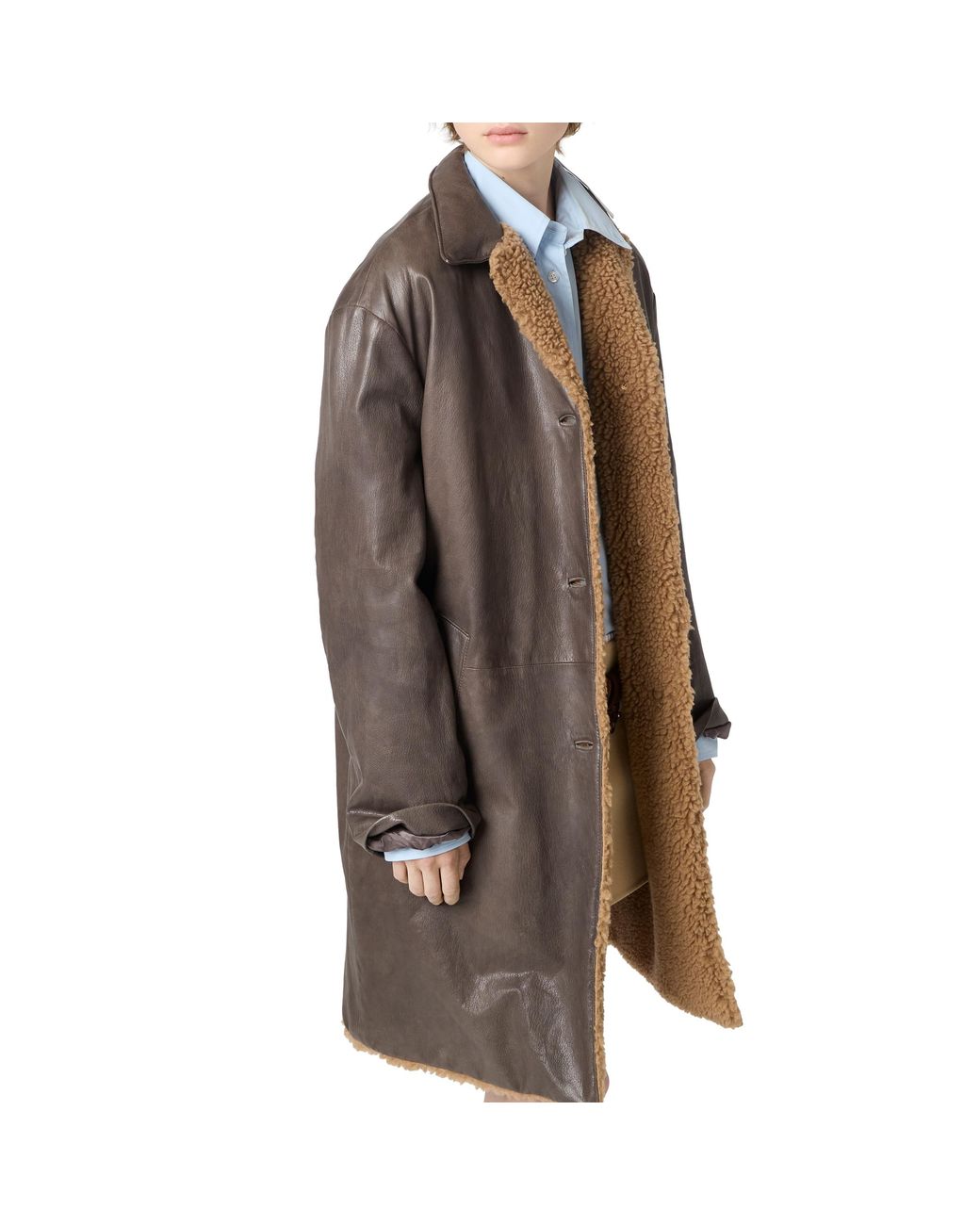 Miu Miu Brown Leather Coat