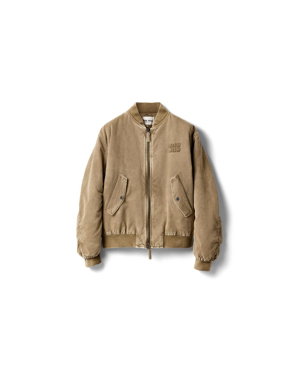 Miu Miu Natural Garment-Dyed Gabardine Bomber Jacket