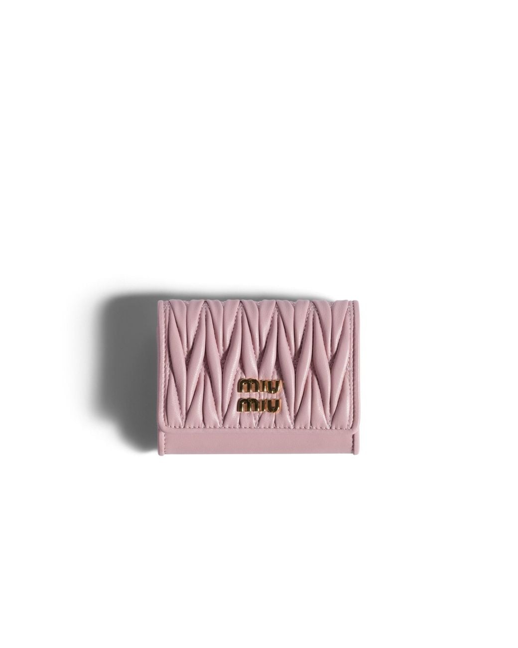 Miu Miu Pink Matelassé Nappa Leather Card Holder