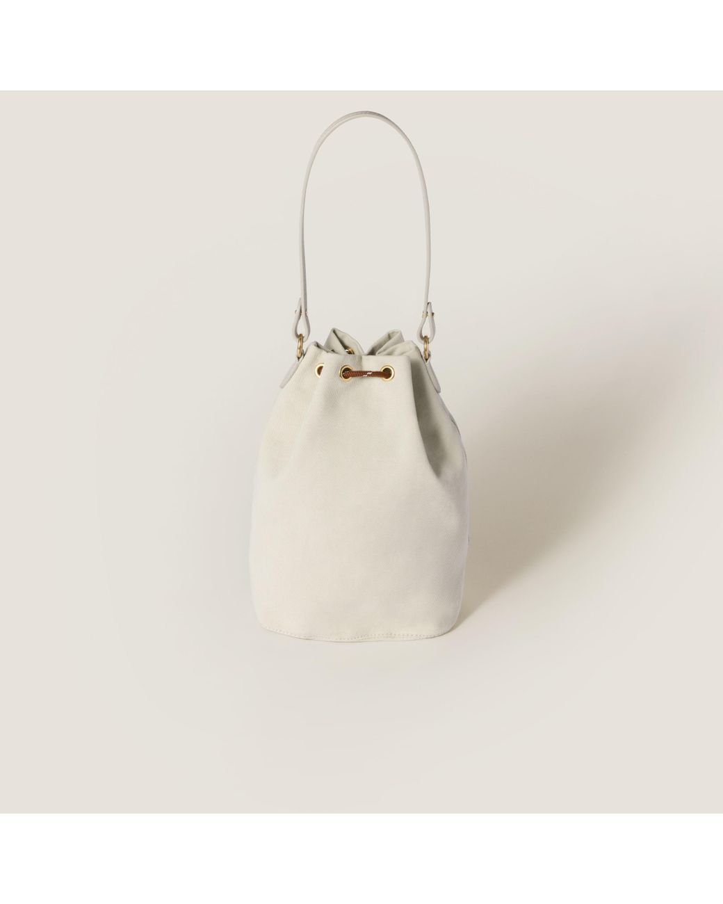 MIU MIU | GABARDINE POUCH PLASTER WHITE/CHALK WHITE バッグ Miu Miu Gabardine Pouch in Natural | Lyst