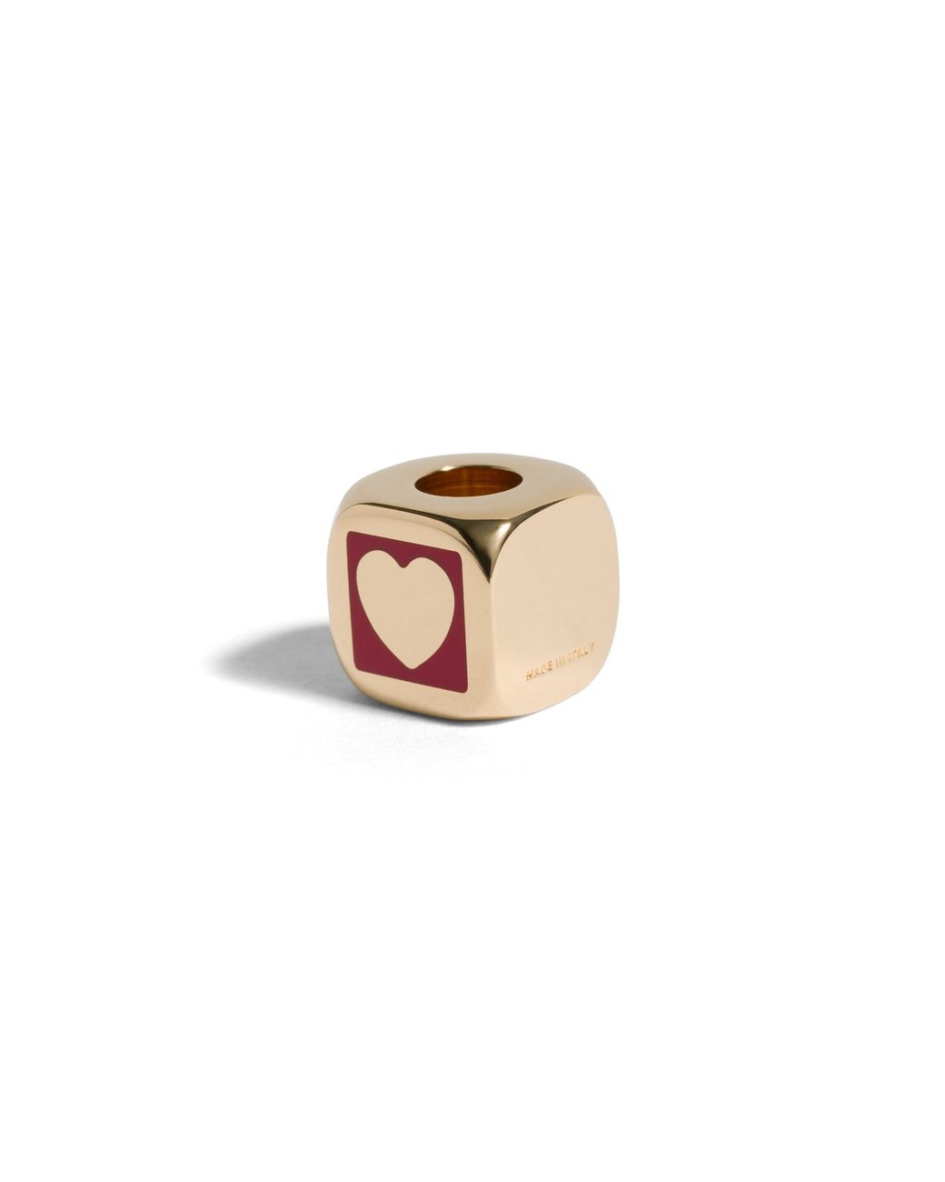 Miu Miu Pink Enameled Metal Dice Charm With Heart