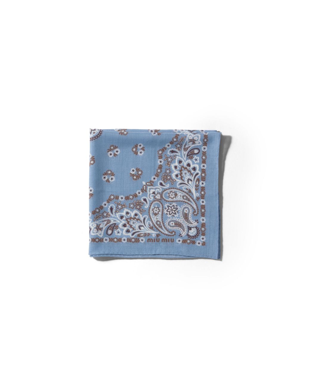 Miu Miu Blue Printed Wool And Cashmere Scarf