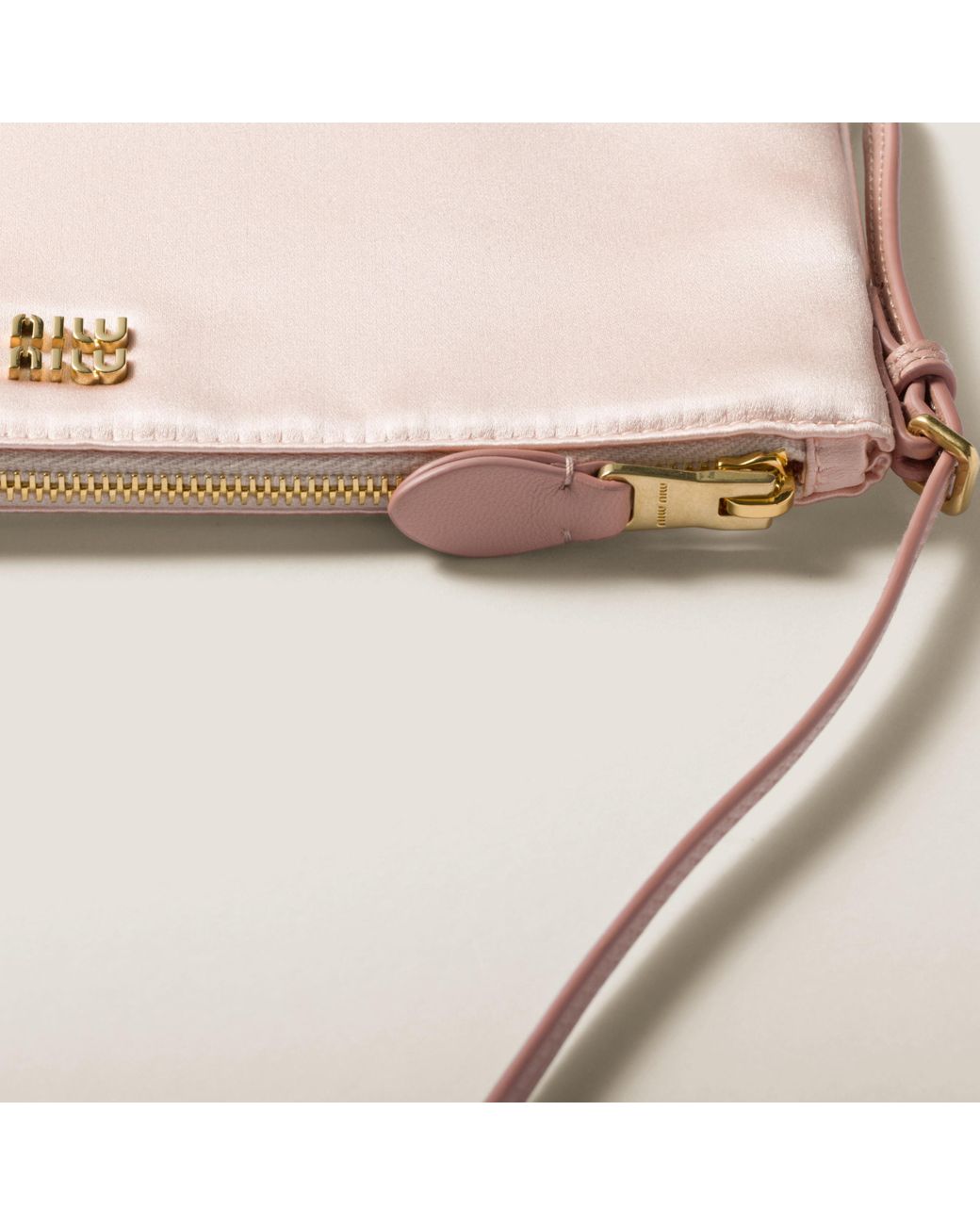Miu Miu Satin Mini Pouch in Pink | Lyst