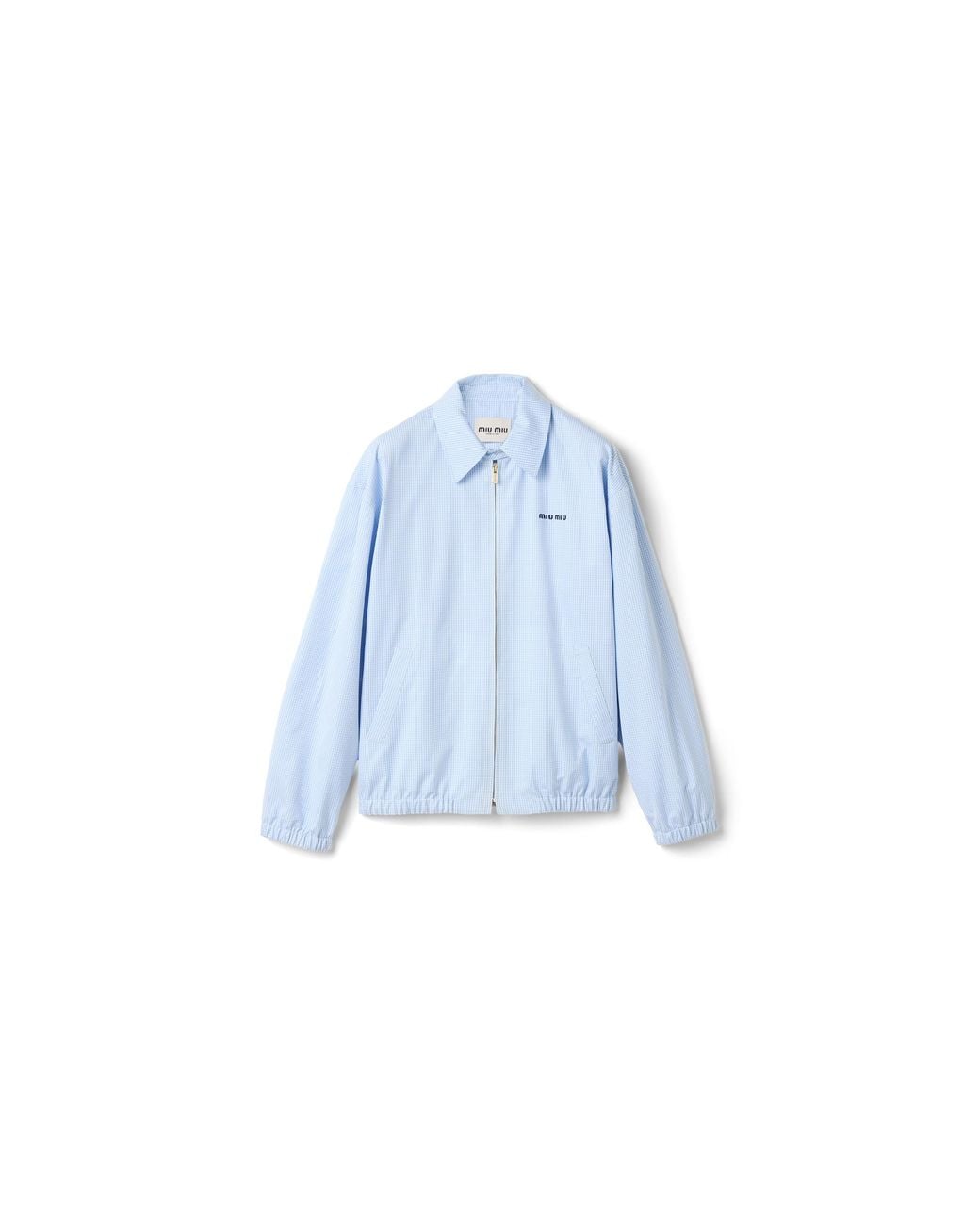 Miu Miu Blue Gingham Check Blouson Jacket
