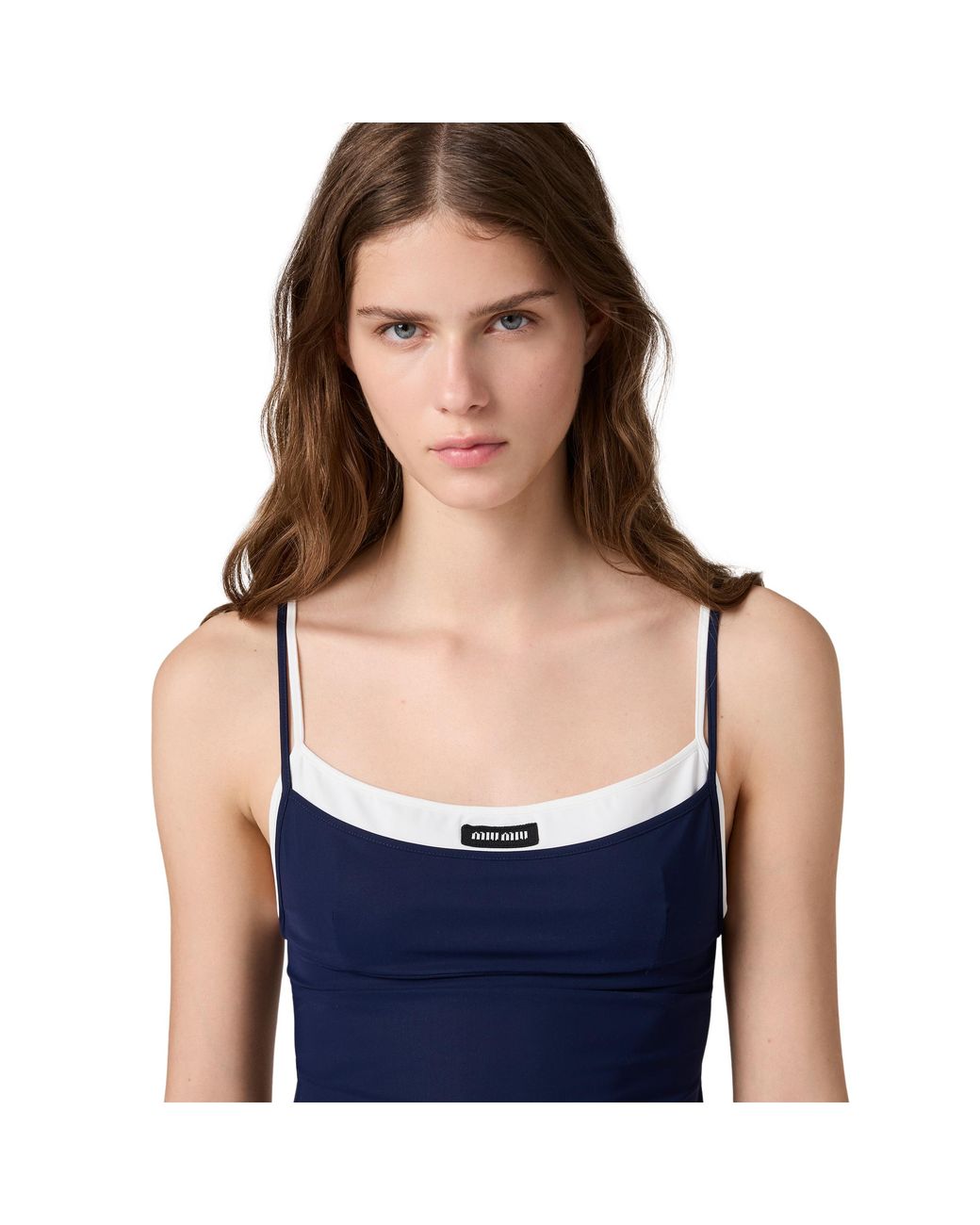 Miu Miu Blue Stretch Jersey Top