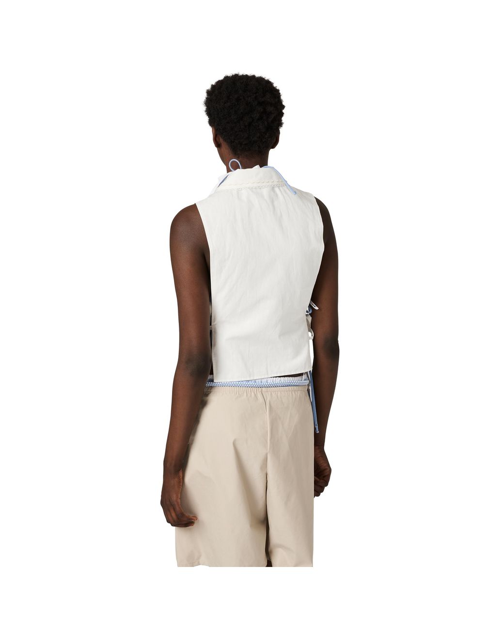 Miu Miu White Slubbed Poplin Side-Tie Shirt