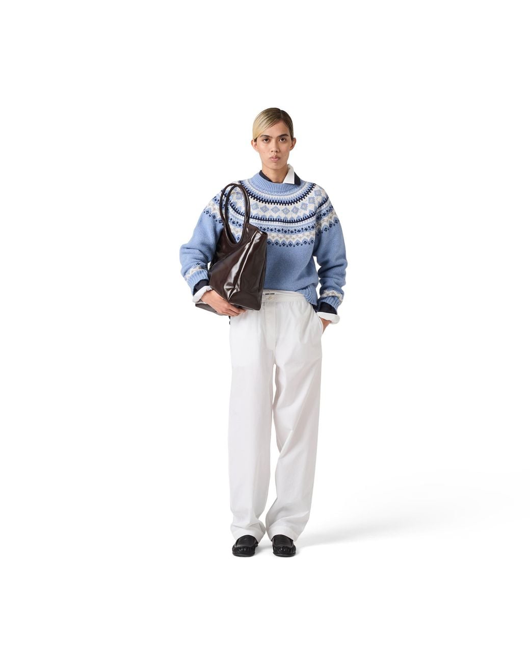 Miu Miu Blue Wool Crew-Neck Sweater