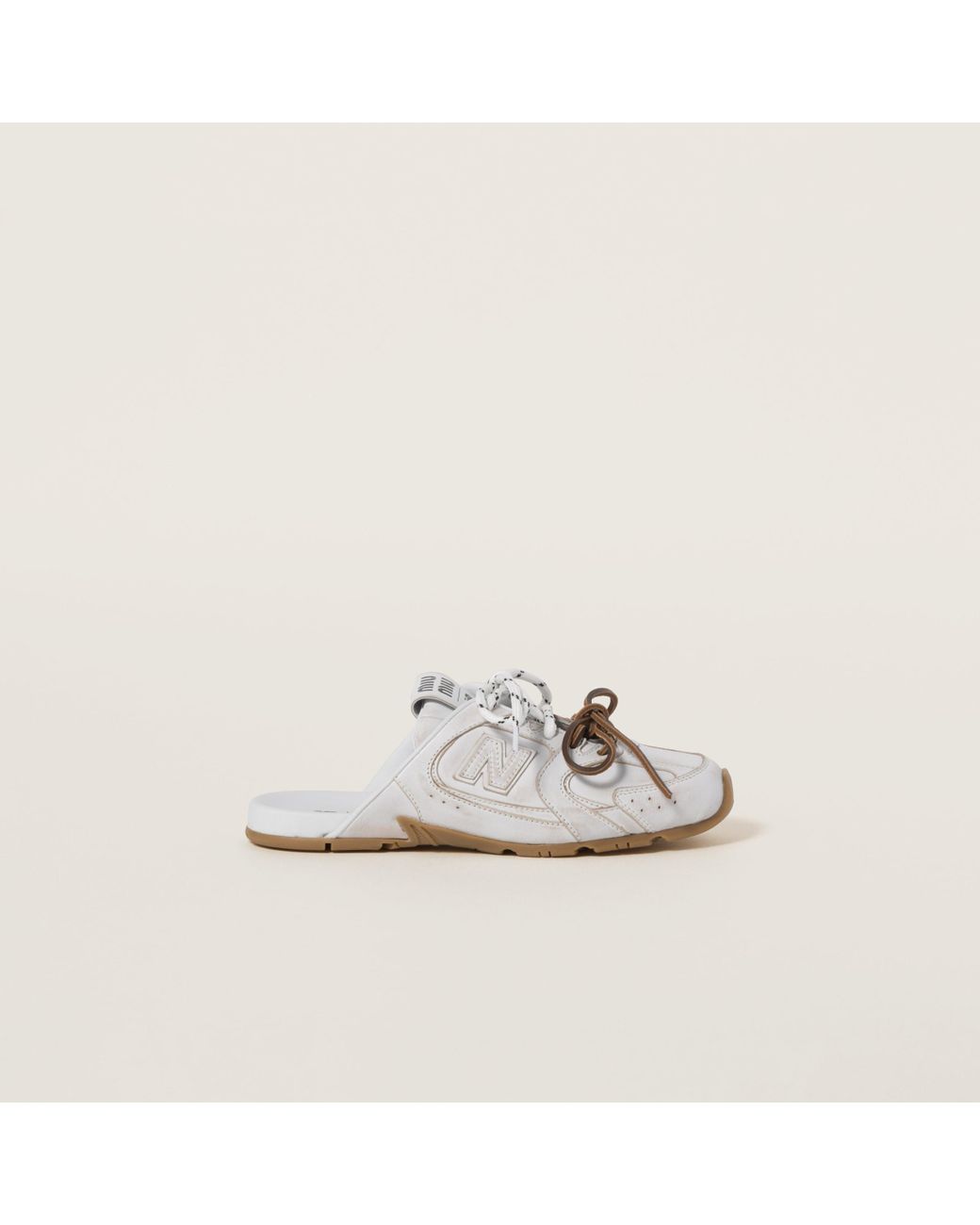 New Balance X Miu Miu 530 SL deco calf leather mules＊送料込 White New Balance X Miu Miu 530 Sl Deco Calf Leather Mules