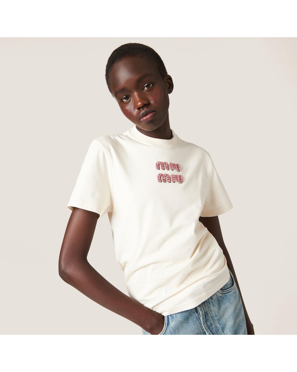 miu-miu-Tan-Pink-Jersey-T-