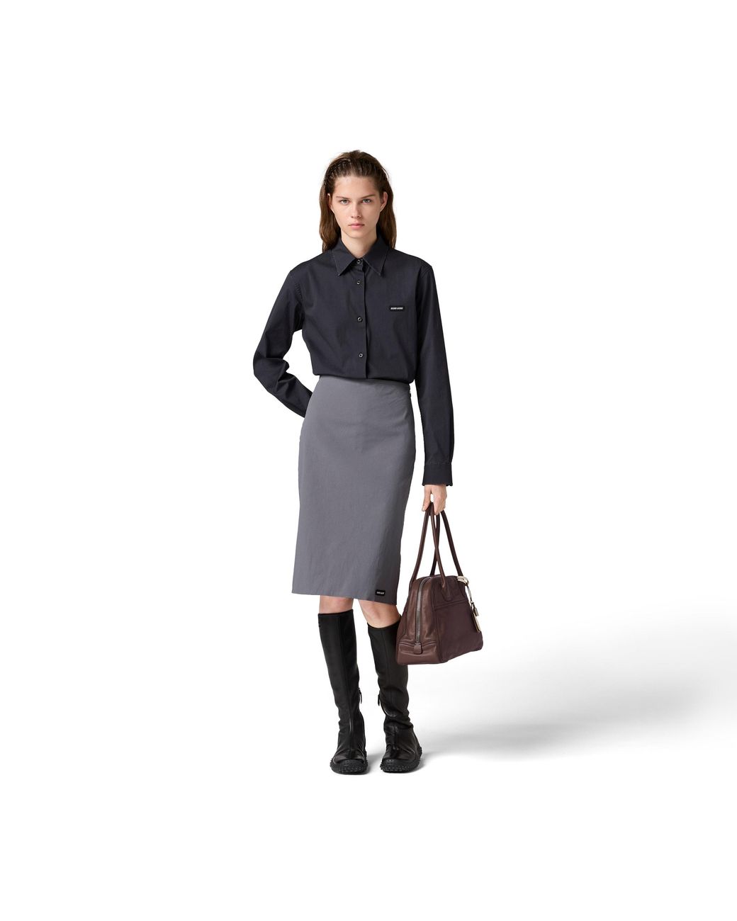 Miu Miu Blue Stretch Poplin Skirt