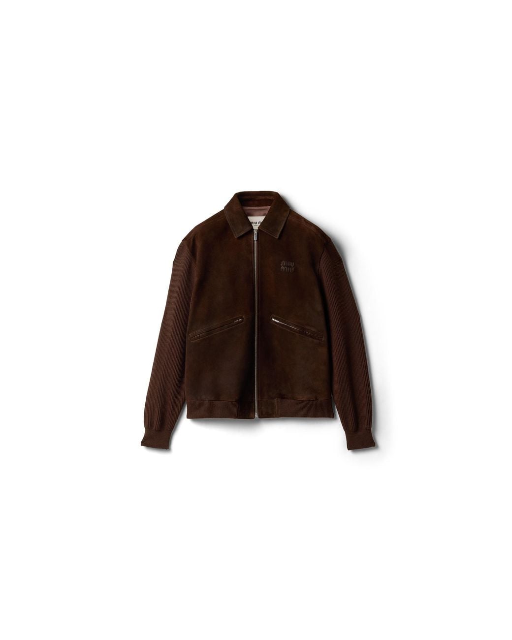 Miu Miu Brown Waxed Suede Blouson Jacket