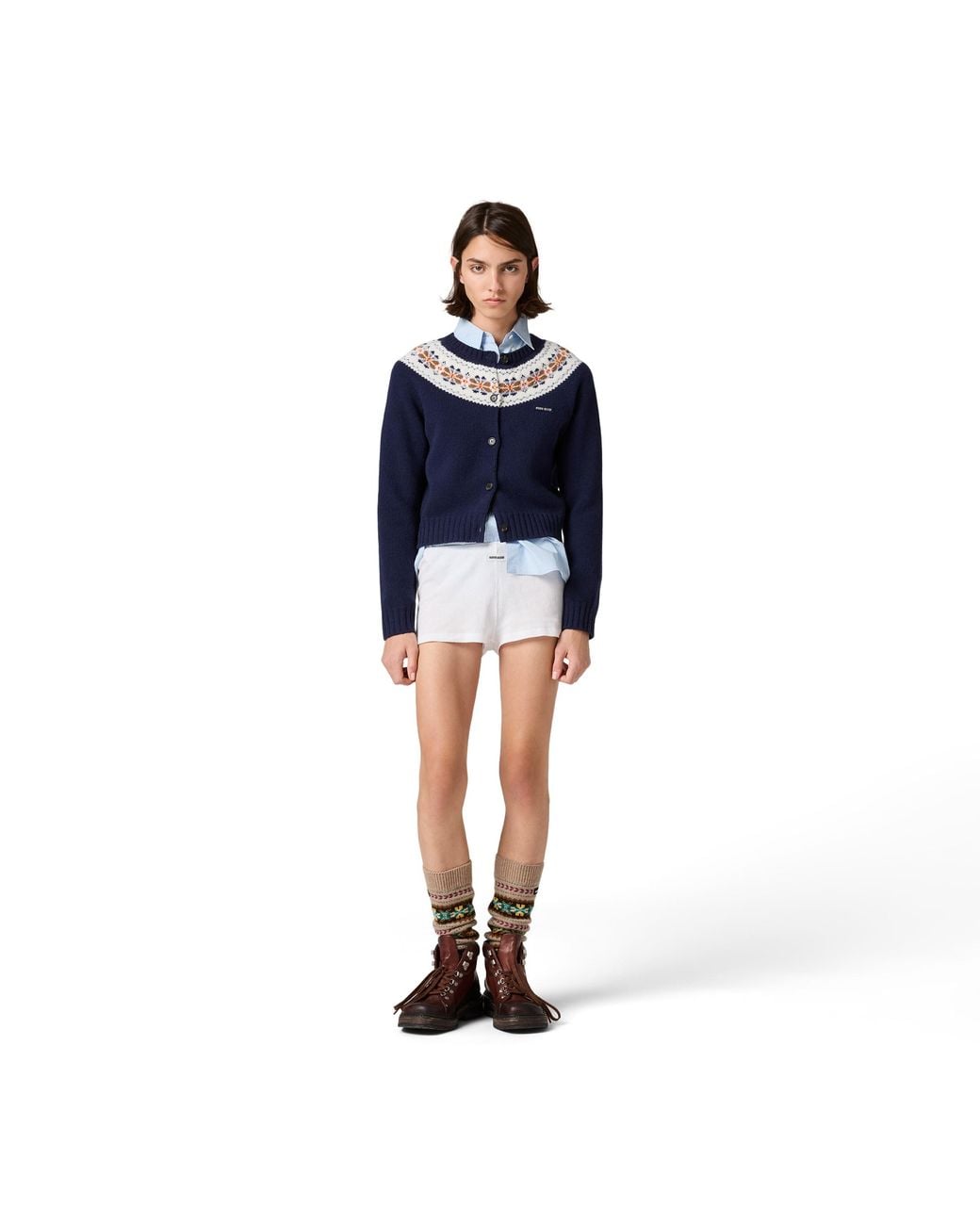 Miu Miu Blue Wool Cardigan