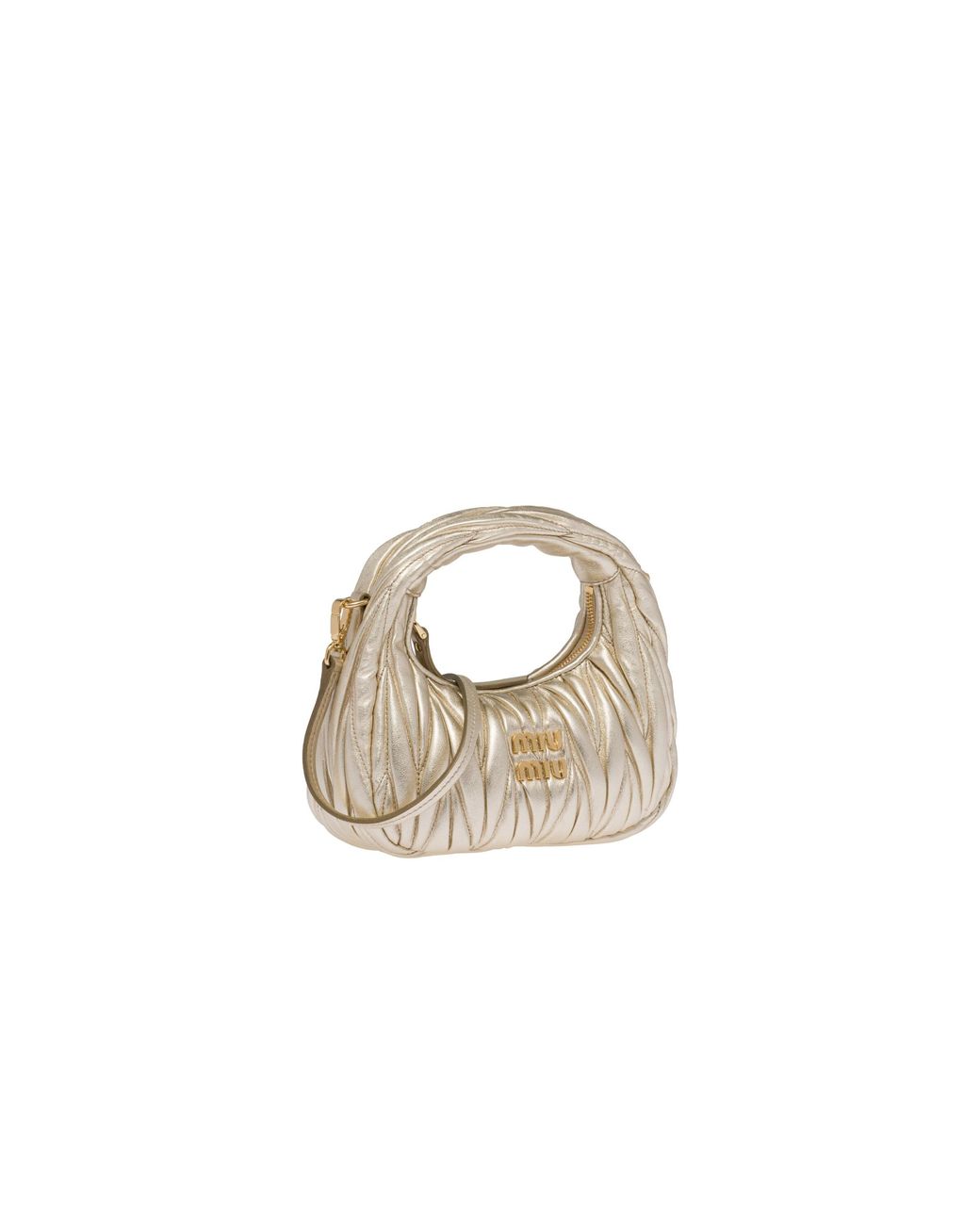 Miu Miu Metallic Wander Matelassé Nappa Leather Hobo Mini-Bag
