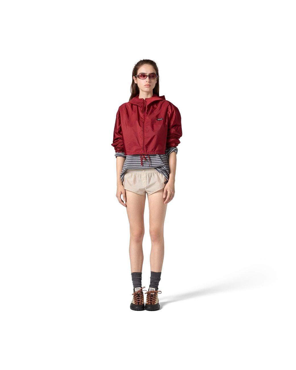Miu Miu Red Technical Fabric Windbreaker