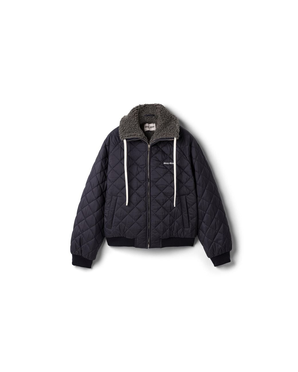 Miu Miu Blue Technical Pongé Down Jacket