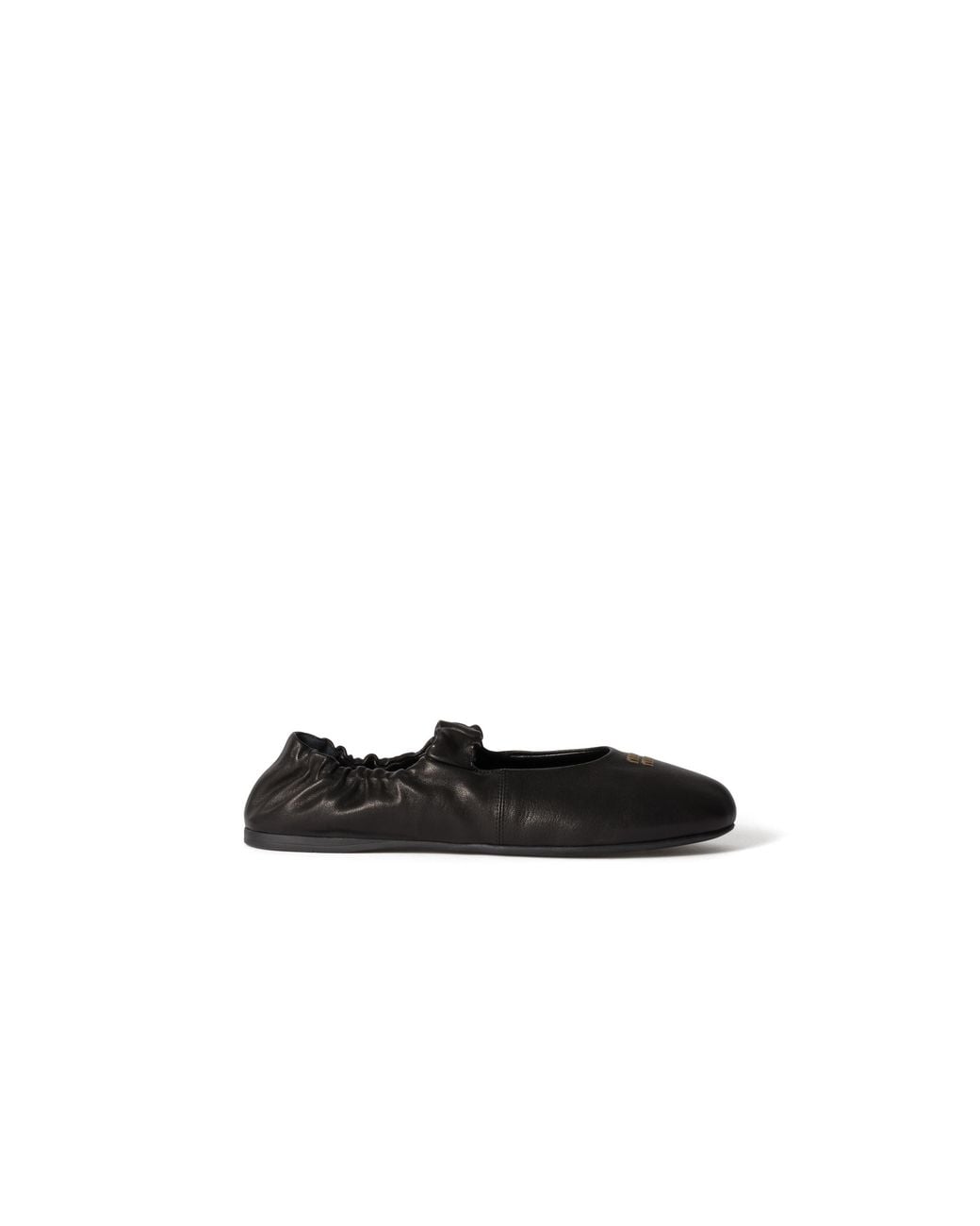 Miu Miu Black Ruches Nappa Leather Ballerinas