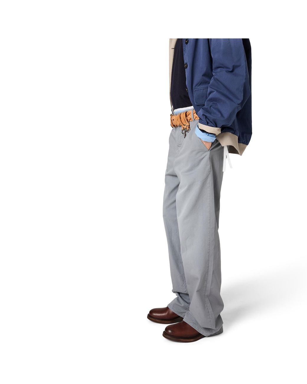 Miu Miu Gray Garment-Dyed Twill Pants