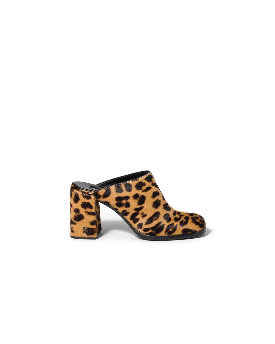 Miu Miu Brown Printed Leather Mules