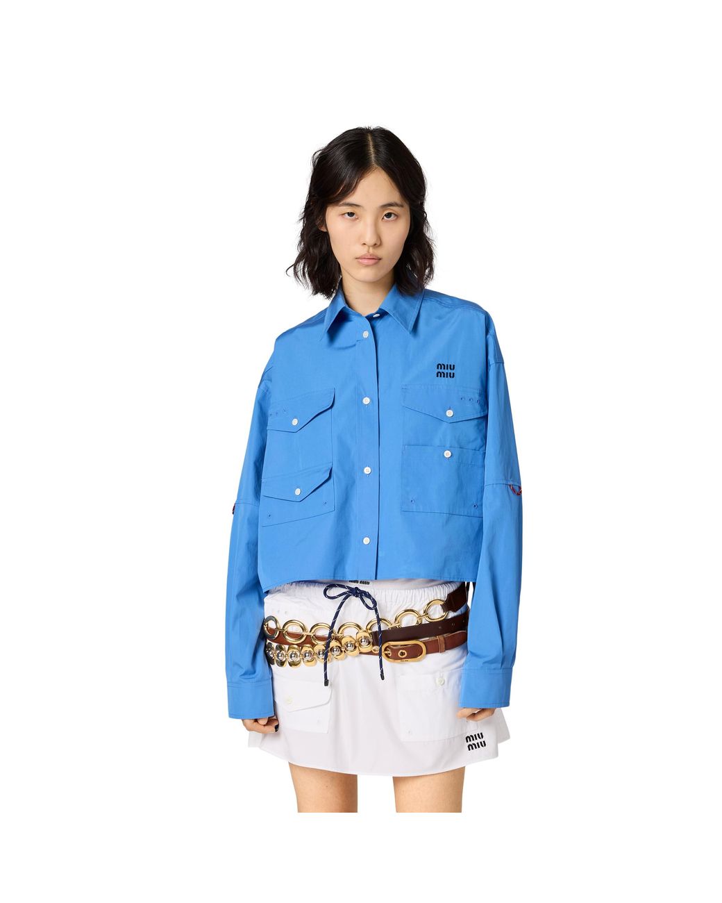 Miu Miu White Poplin Miniskirt