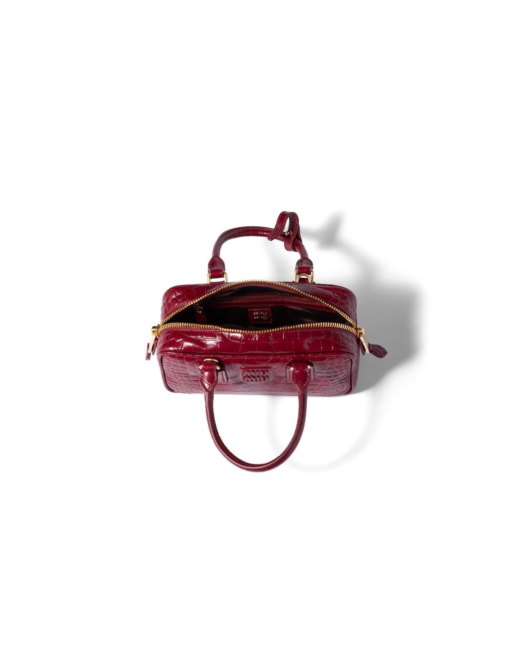 Miu Miu Red Arcadie Crocodile Embossed Calfskin Bag
