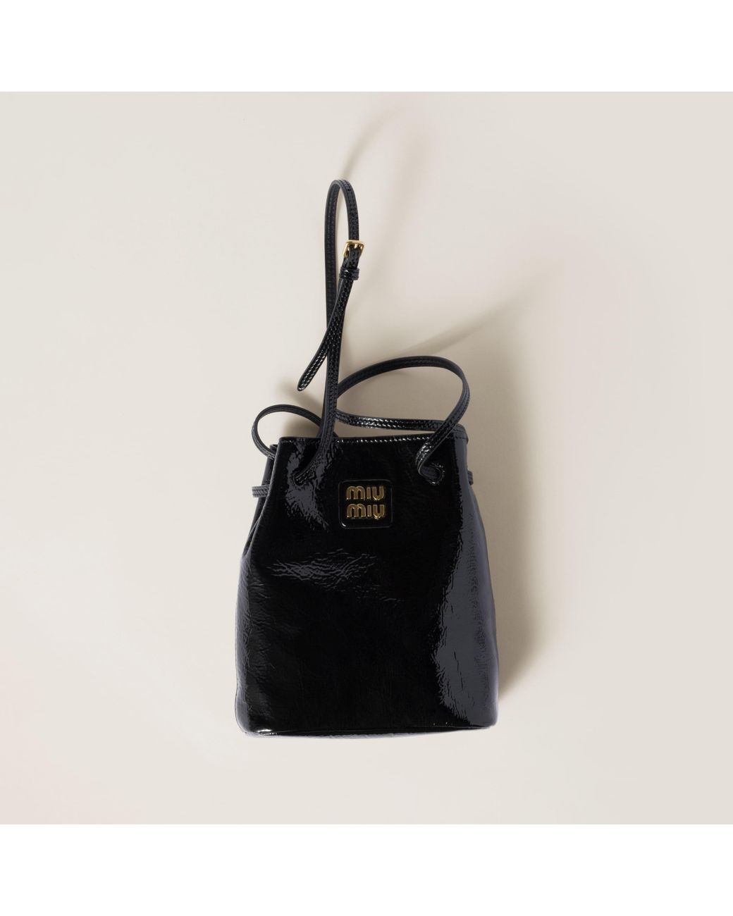【MIU MIU】NAPLAK PATENT LEATHER POUCH Miu Miu Naplak Patent Leather Pouch in Brown | Lyst