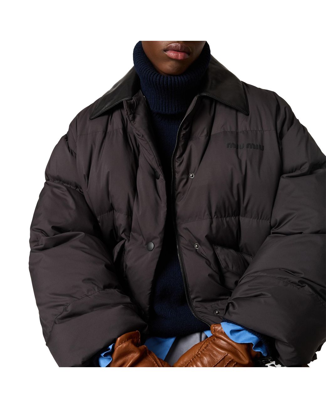 Miu Miu Black Technical Pongé Puffer Jacket