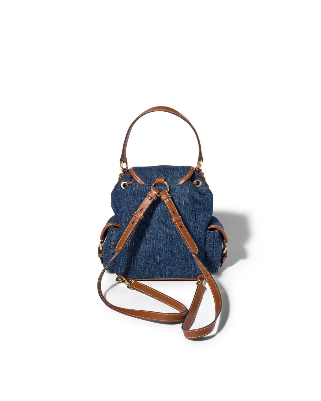 Miu Miu Blue Denim And Leather Backpack