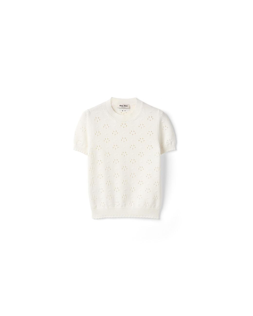 Miu Miu White Cotton Crew-Neck Sweater