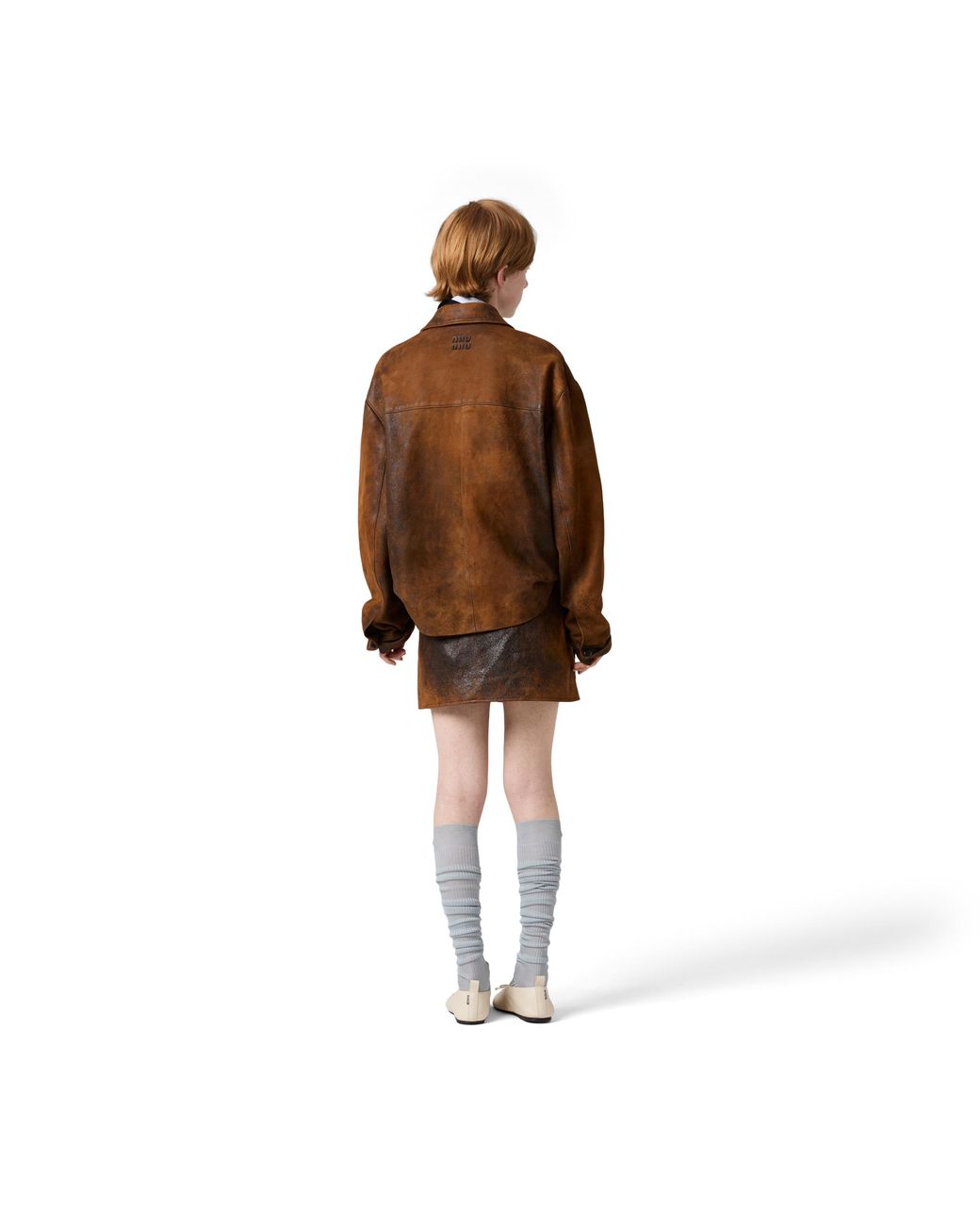 Miu Miu Brown Waxed Suede Leather Jacket