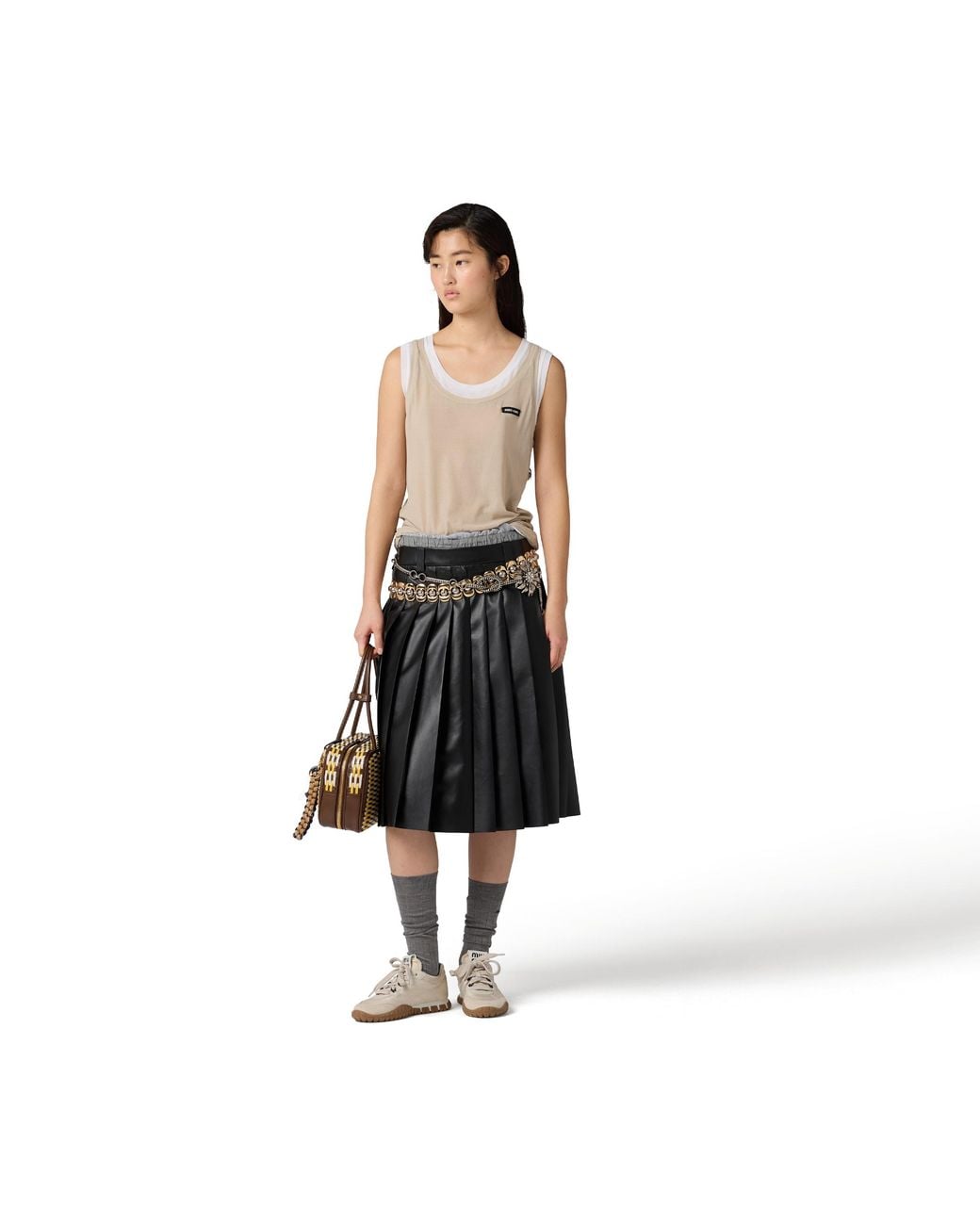 Miu Miu Natural Ribbed Jersey Tank Top