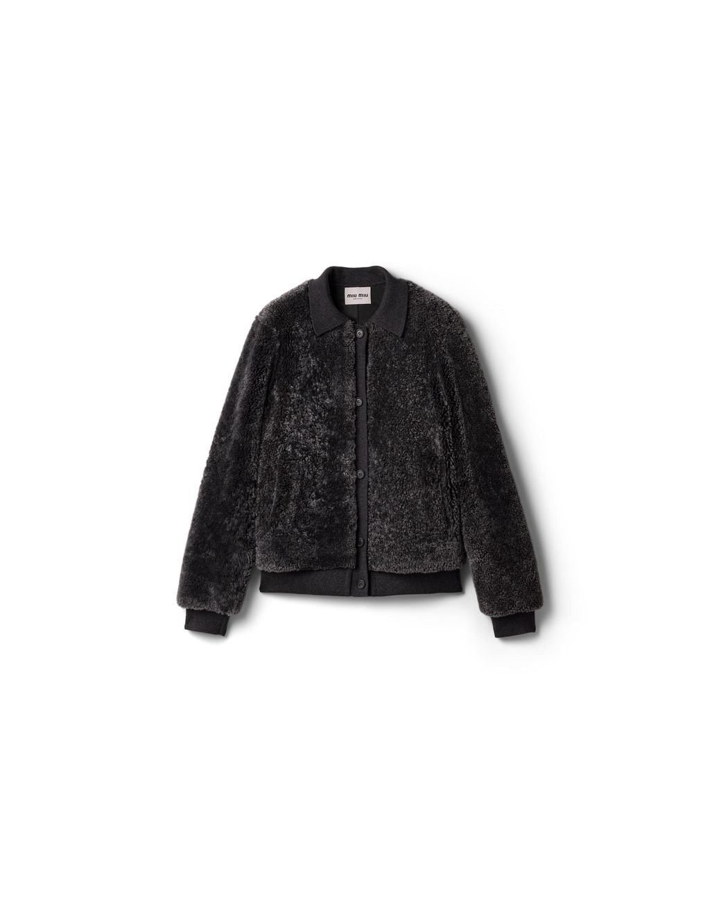 Miu Miu Black Shearling And Knit Blouson Jacket