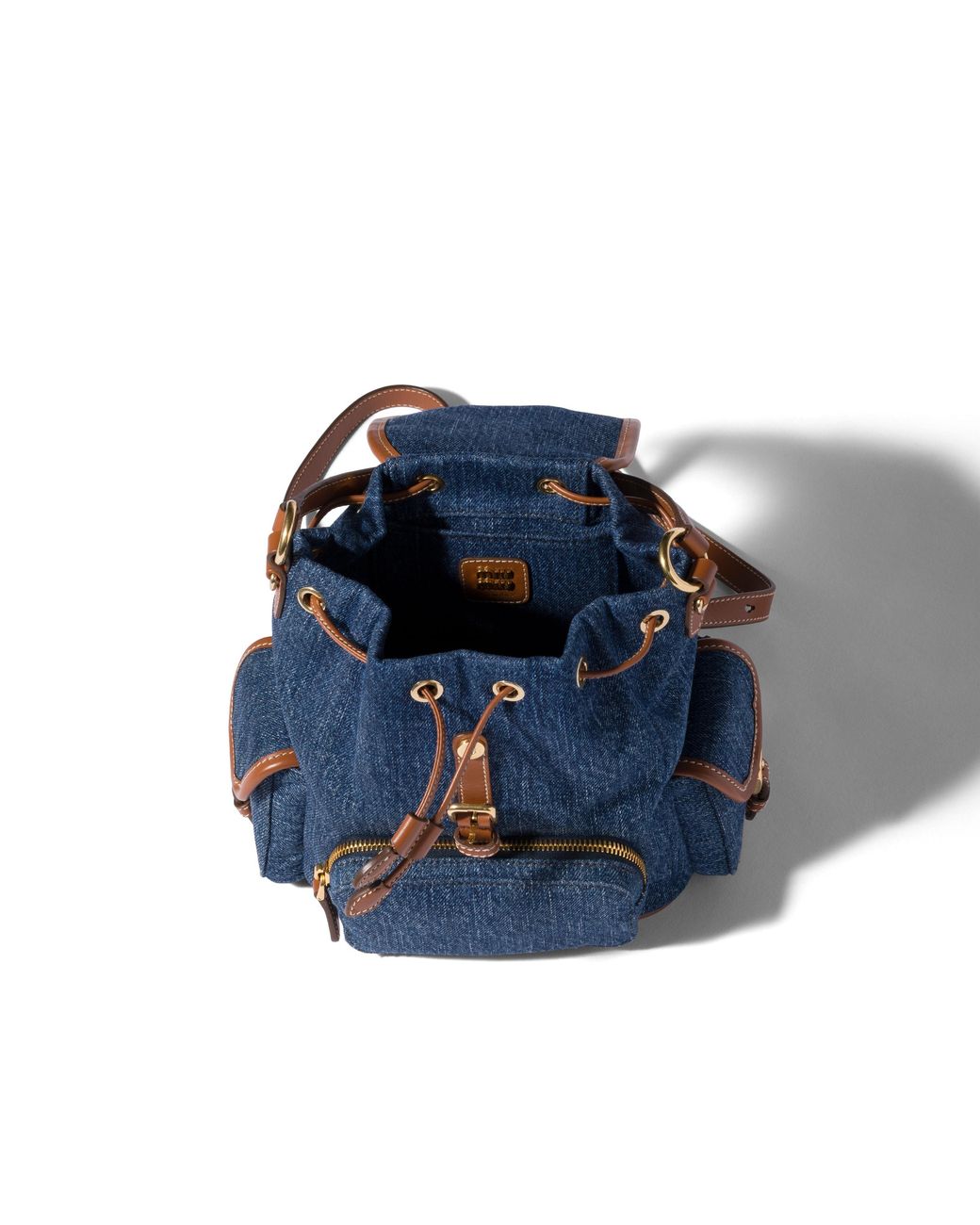 Miu Miu Blue Denim And Leather Backpack