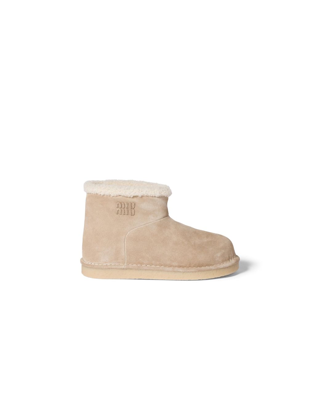 Miu Miu Natural Suede And Shearling Booties
