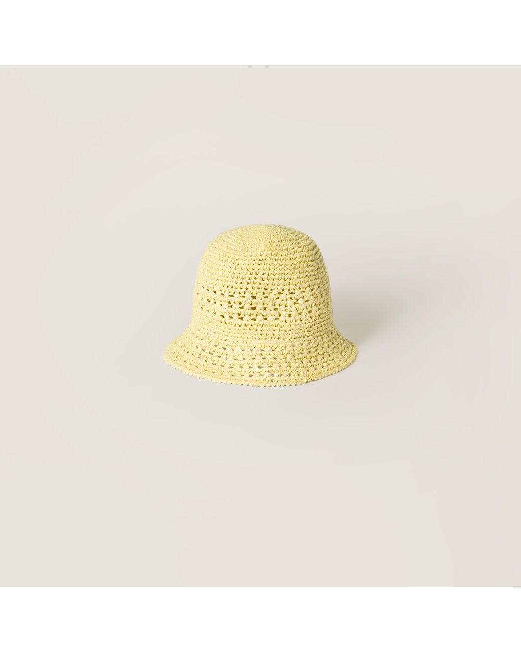 Miu Miu Woven Fabric Hat in Yellow | Lyst