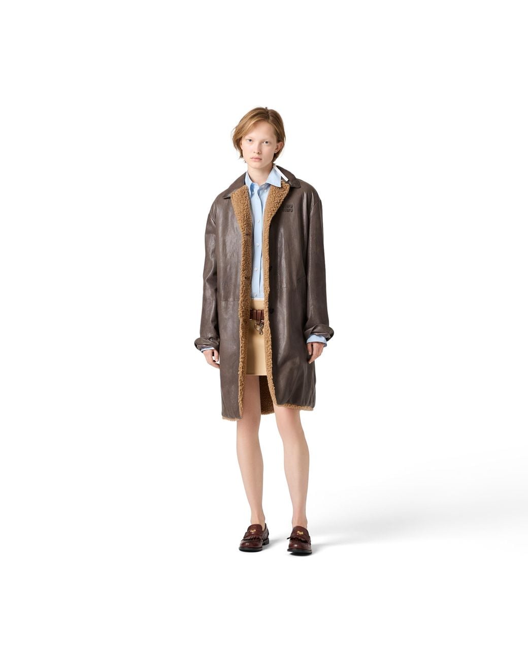 Miu Miu Brown Leather Coat