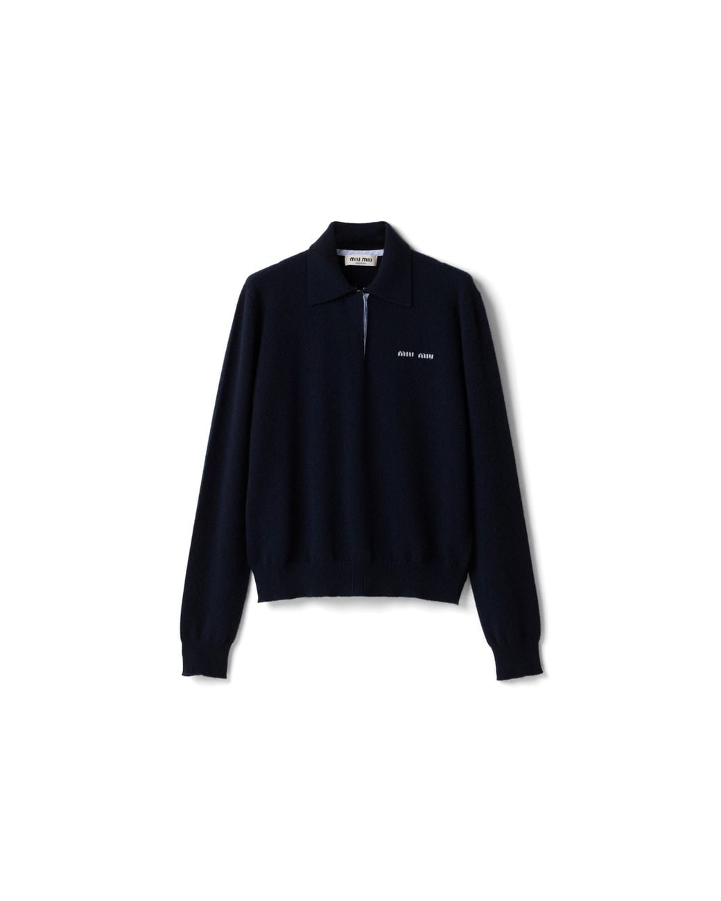 Miu Miu Blue Cashmere Polo Sweater