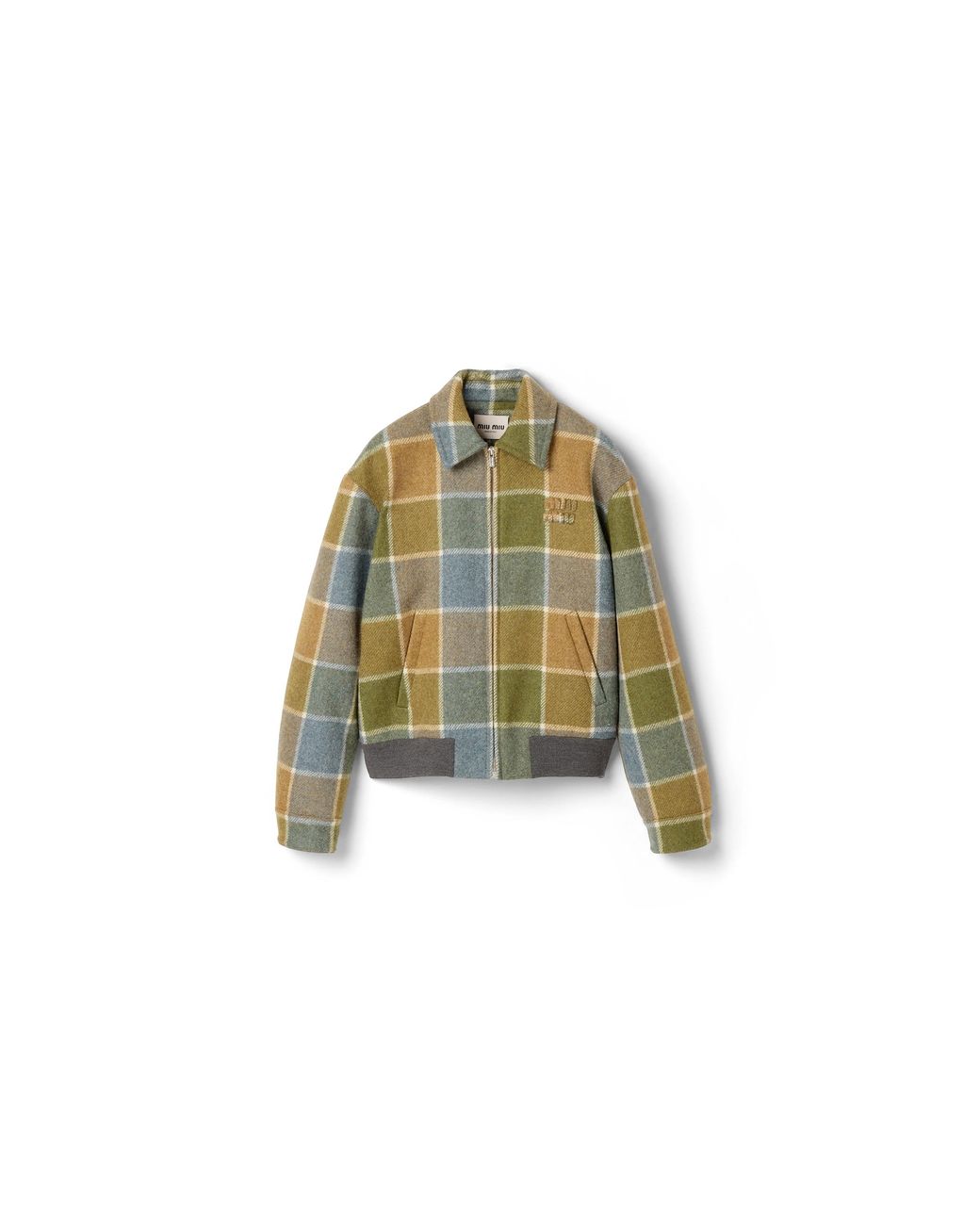 Miu Miu Green Checked Blouson Jacket