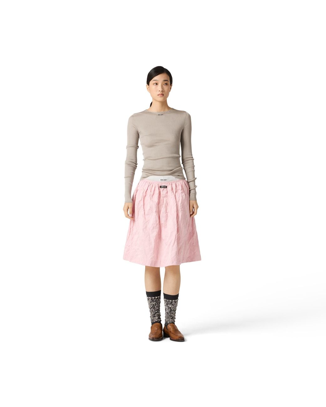 Miu Miu Natural Silk Crew-Neck Sweater
