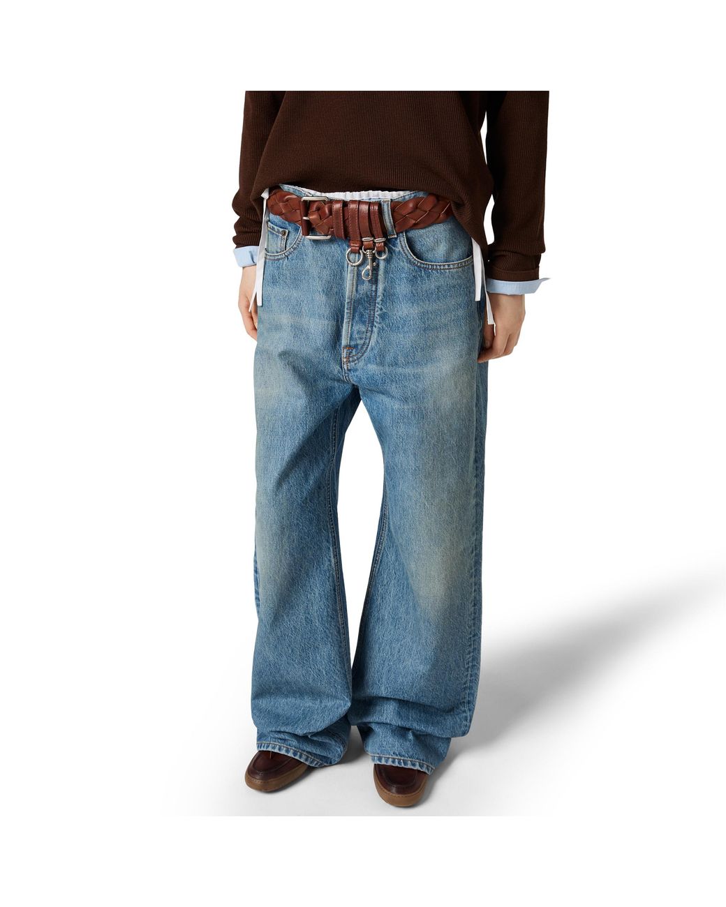 Miu Miu Blue Five-Pocket Washed Denim Jeans