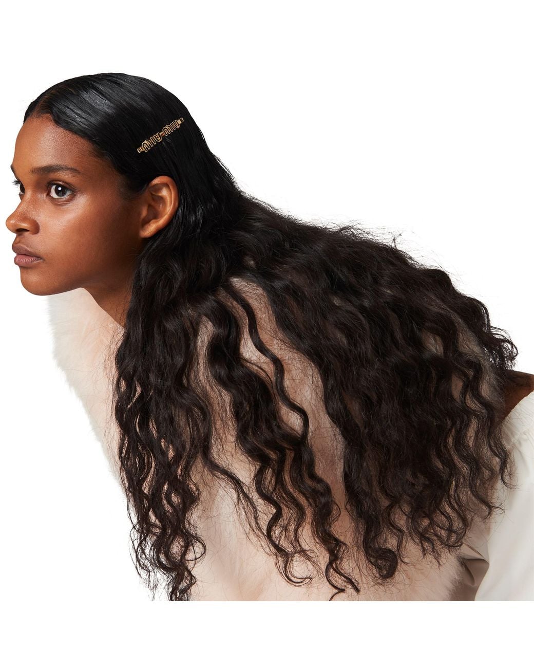 Miu Miu Black Enameled Metal Hair Clip