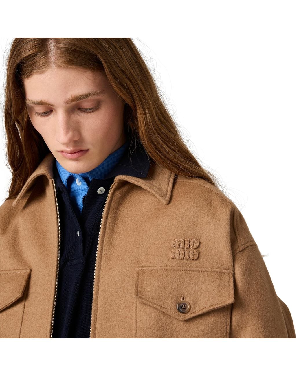 Miu Miu Natural Bonded Camel Hair Blouson Jacket