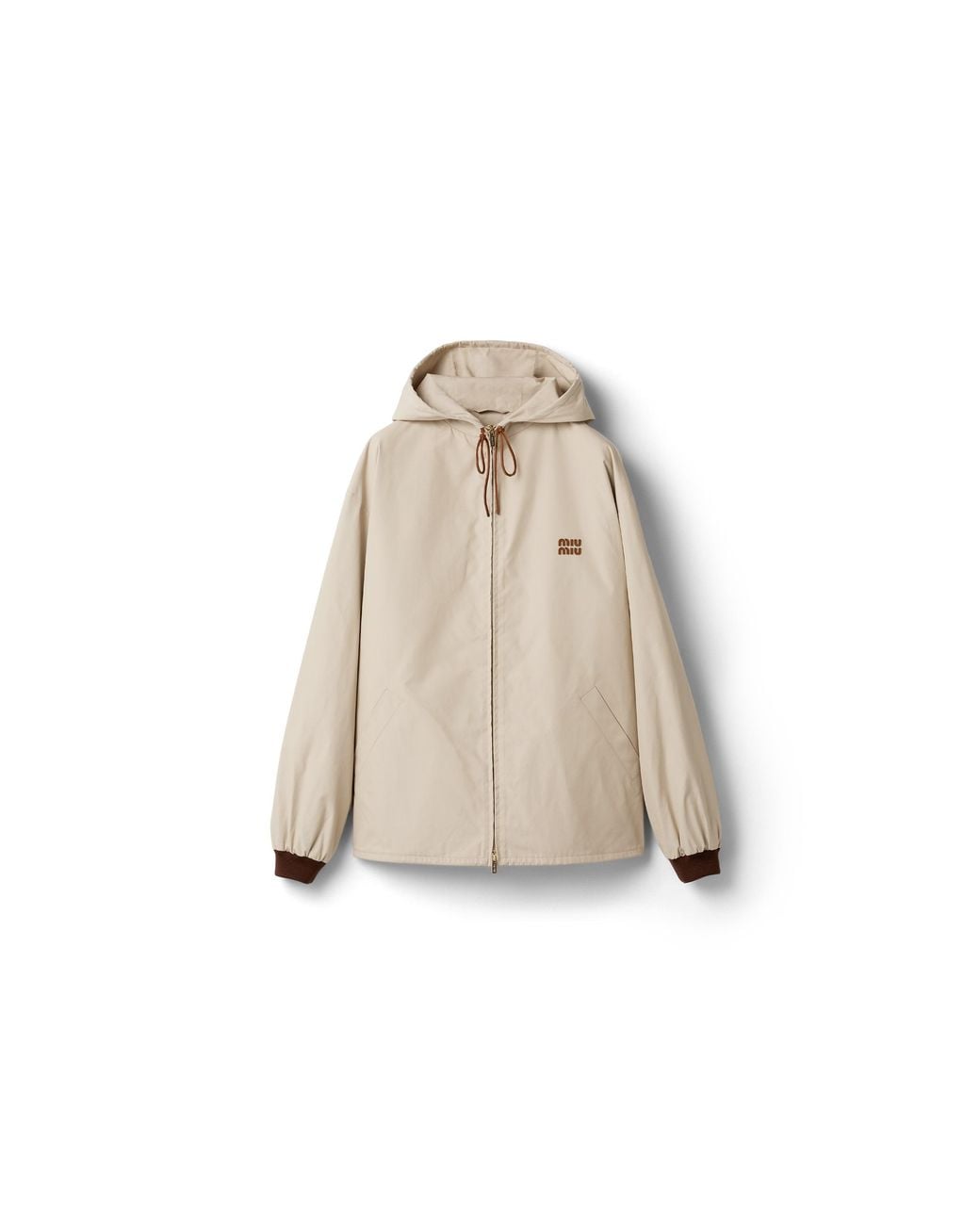 Miu Miu Natural Single-Breasted Panama Cotton Caban Jacket