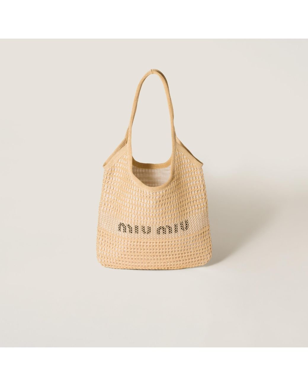Miu Miu Ivy Raffia-Effect And Linen Bag in Natural | Lyst